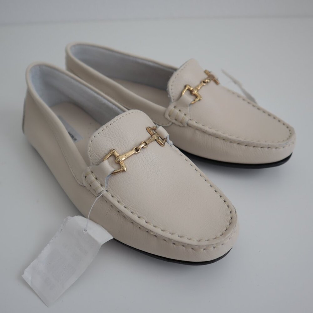 Saks Fifth Avenue Cream Leather Driving Bit Loafers | 7